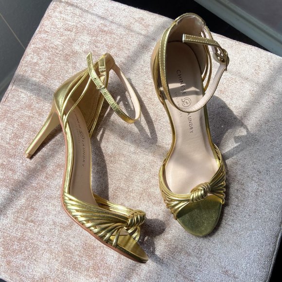Chinese Laundry Robbie Gold Strappy Dress Heels - Picture 2 of 9